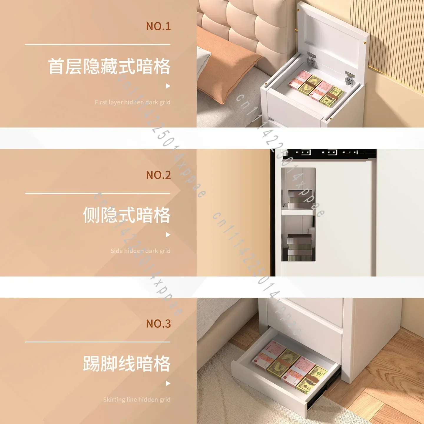 Multi-Function Hidden Anti-Theft Large-Capacity Safe With Lock Storage Cabinet Concealed Bedside Table
