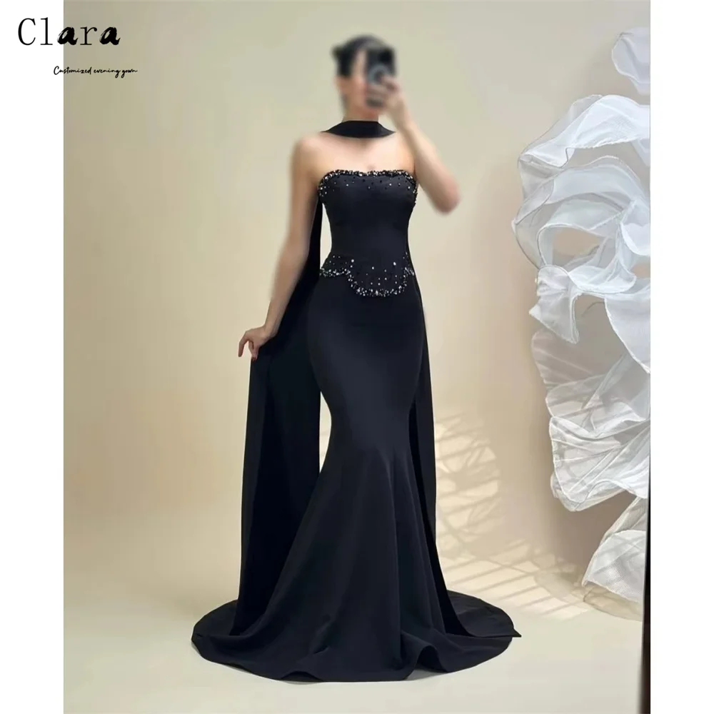 

Clara Custom Black Rhinestone Fishtail Strapless Luxury Dresses for Prom Dress Luxury 2026 Bespoke Occasion Dresses D/party Gala