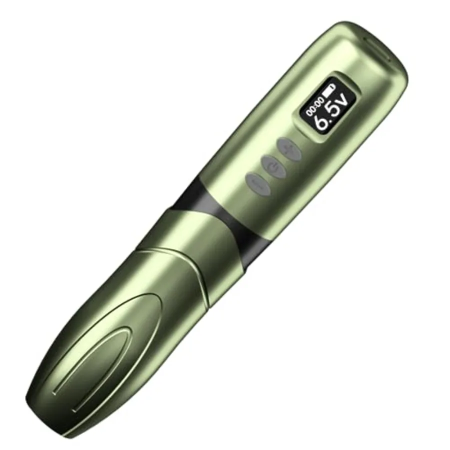 

Wireless Tattoo Machine Rotary Pen Style Coreless Motor 1300 mAh Battery Power Army Green