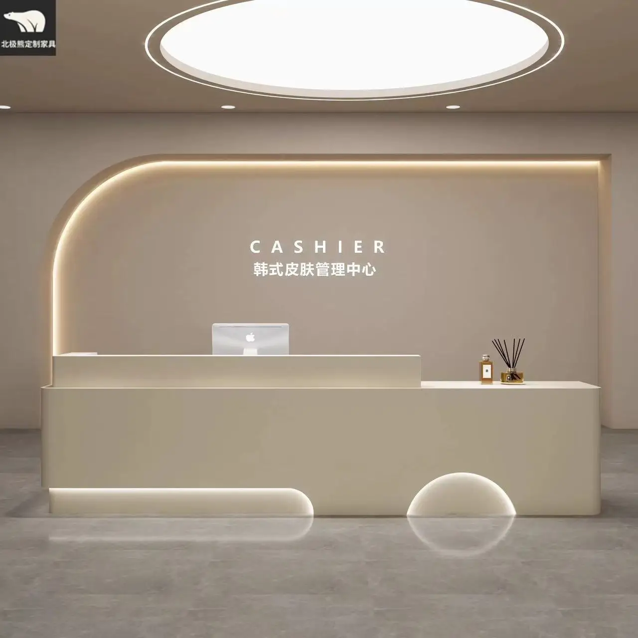 

Salon Muebles Industrial Furniture Store Stands Commericial Service Reception Desks Design Customer Bureau Office Furniture