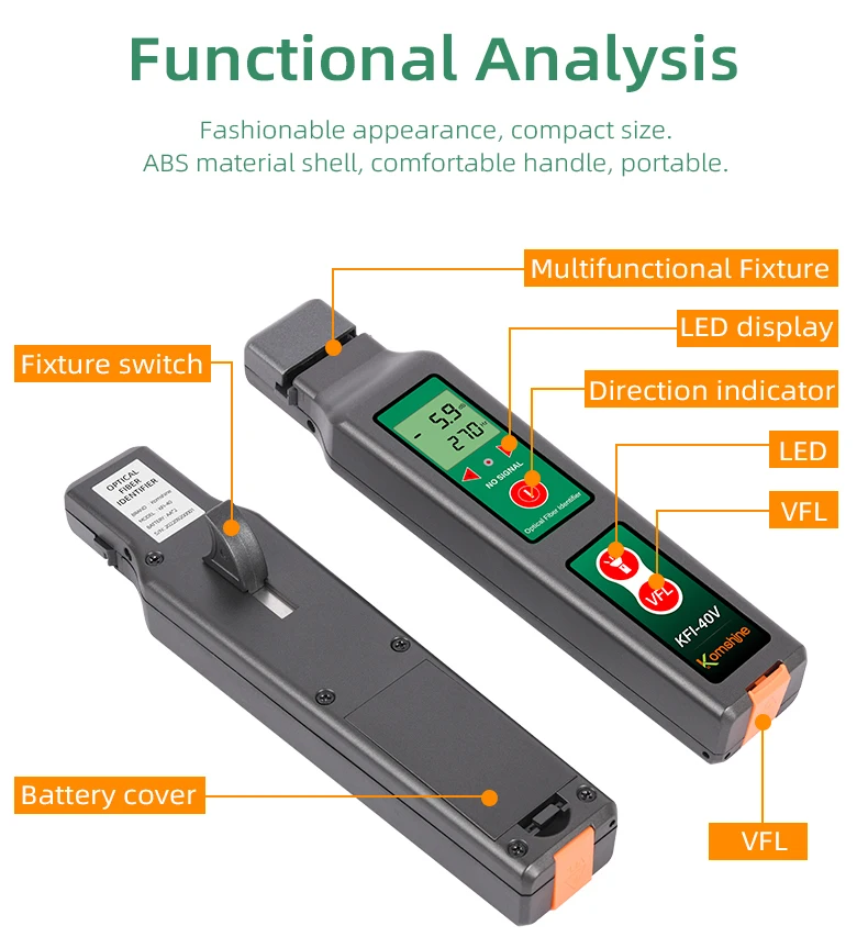 Imagem -06 - Komshine-pon Power Meter Kpn35 1310nm 1490nm 1550nm Identificador de Fibra com Built in Kfi40v Vfl Fiber Detector 10mw