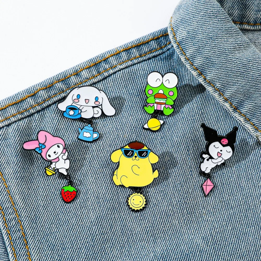 Cartoon Creative Cute Sanrio Metal Brooch Soft Cute Kuromi My Melody Alloy Dripping Oil Enamel Brooch Accessory Couple Bag Gift