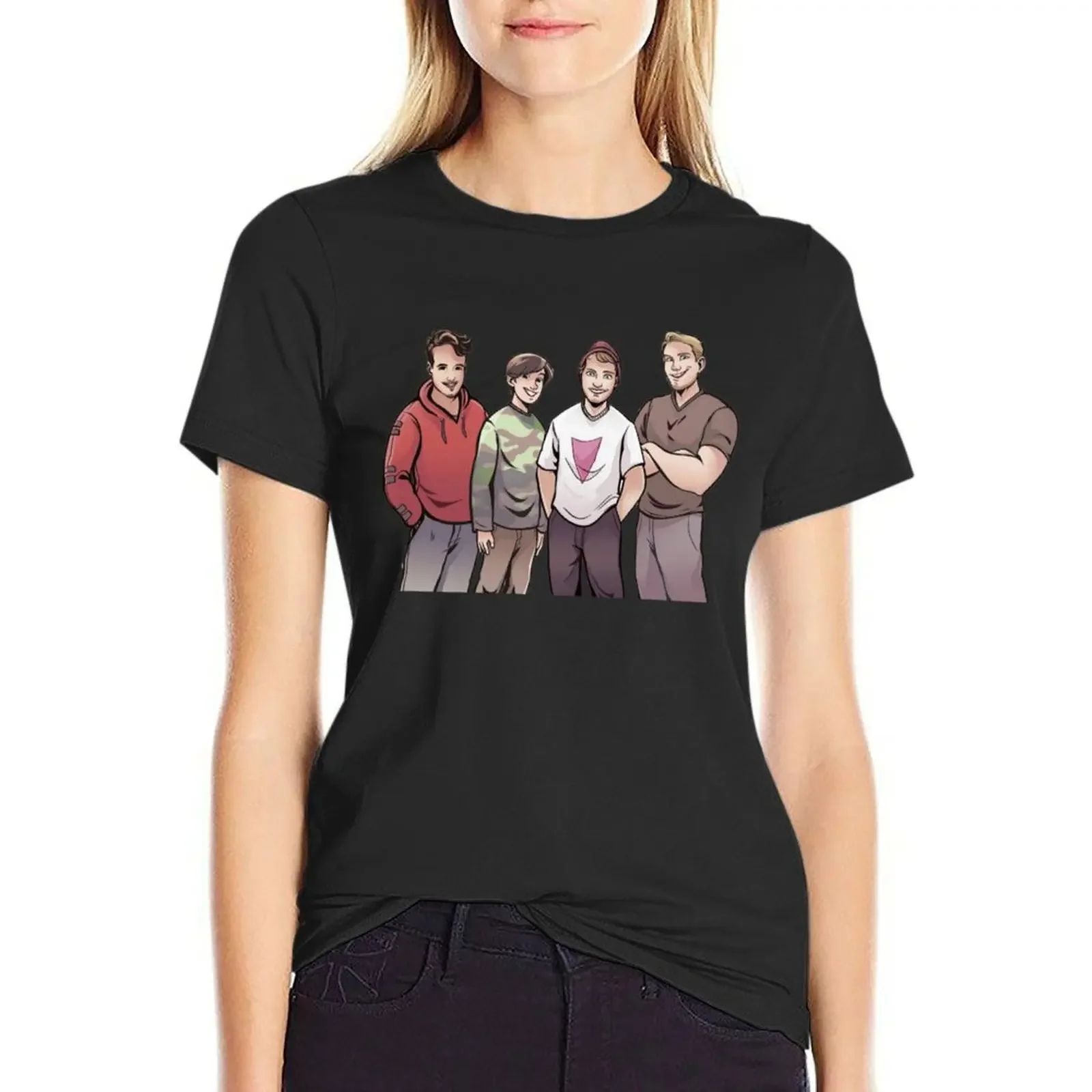 

The Boys Joshdub, Ree Kid, Mully And Your Narrator T-Shirt female plus size tops Female clothing tops Woman T-shirts