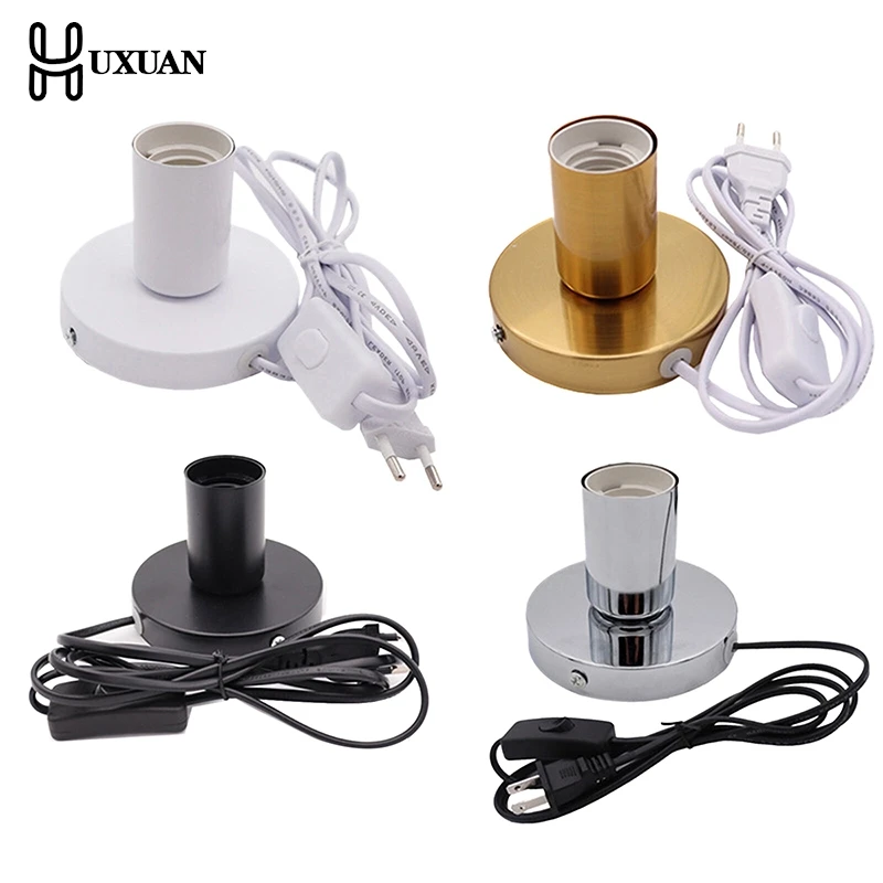 1.5M Cable Night Light With Line Lamp Head E27 Lamp Socket Table Lamp Decoration Lamp Polished Metal Desktop Lamp Base Holder