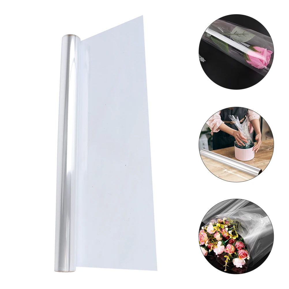 

1 Roll Clear Cellophane Wrap Film Transparent Packing For Flowers Gift Wrapping Basket Wine Bottle Wedding Christmas Valentines