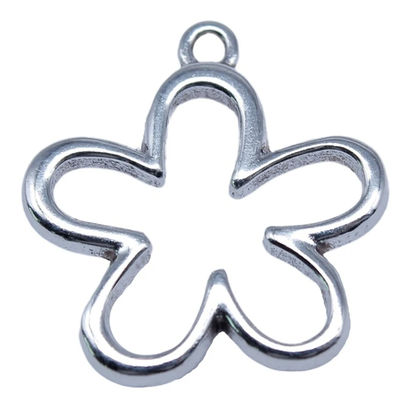 Hollow Small Flower Pendants Antique Silver Hang Tags Alloy Hollow Jewelry H9ED