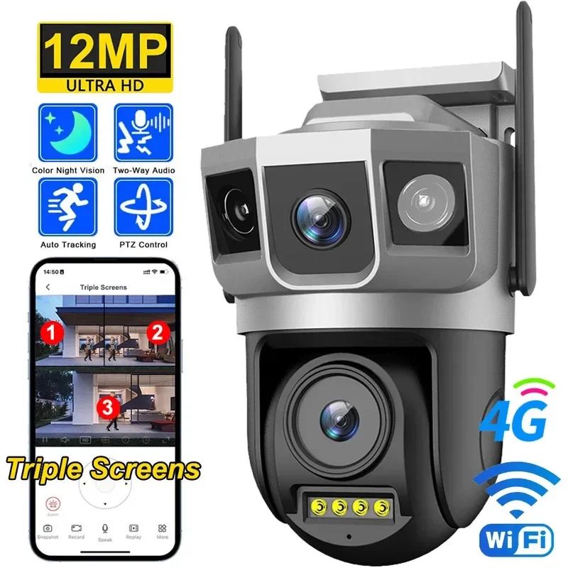 

Outdoor WiFi 4G Camera 12MP 6K HD Night Vision Auto Tracking Security Cameras CCTV Baby Monitor V380 pro - Home Protection
