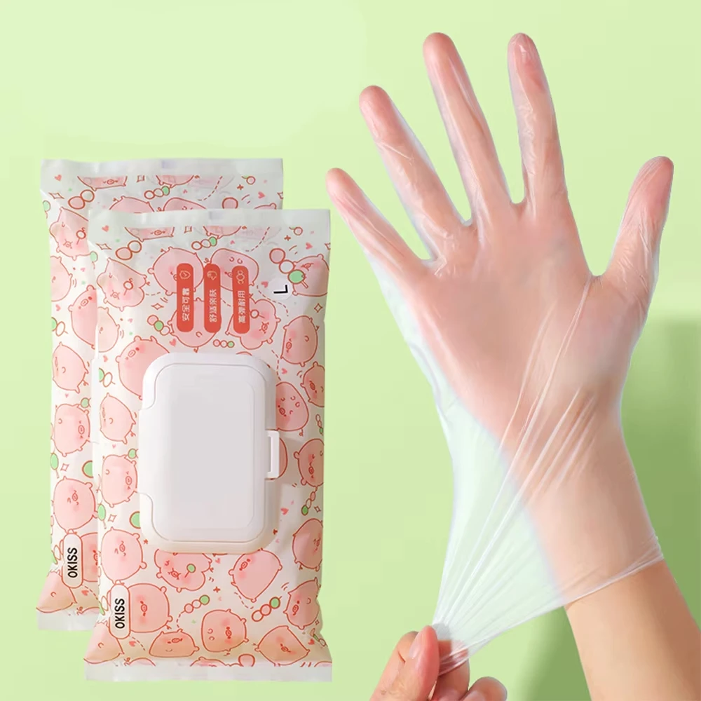 

OKISS Transparent Latex Gloves Disposable Pvc Glove Housework Cleaning Gardening Cooking Tools 60Pcs/Pack