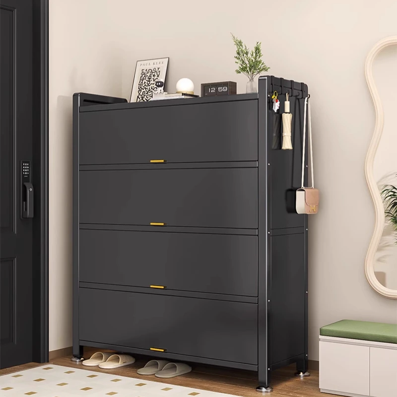 

Steel Glass Shoe Rack Cabinets Entryway Black Dorm Display Shoe Rack Organizer Storage Household Zapatero Cabinet Furniture