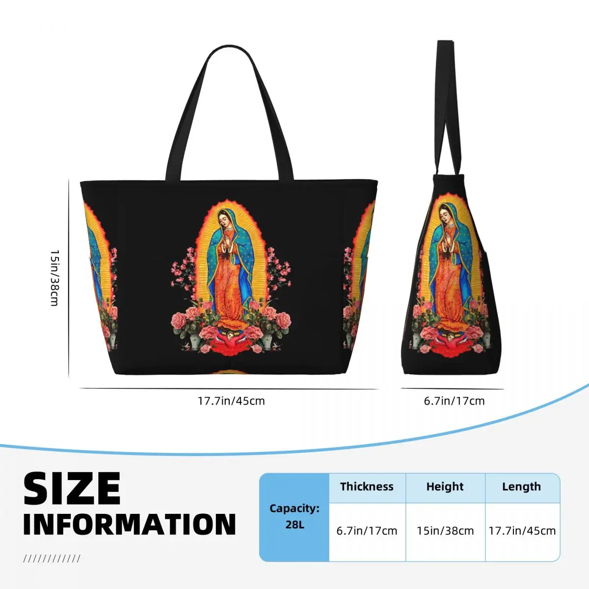 حقيبة حمل على الشاطئ من Virgin Of Guadalupe، حقيبة رياضية لليوجا، حقيبة حمل كبيرة للنساء، حقيبة سفر للياقة البدنية