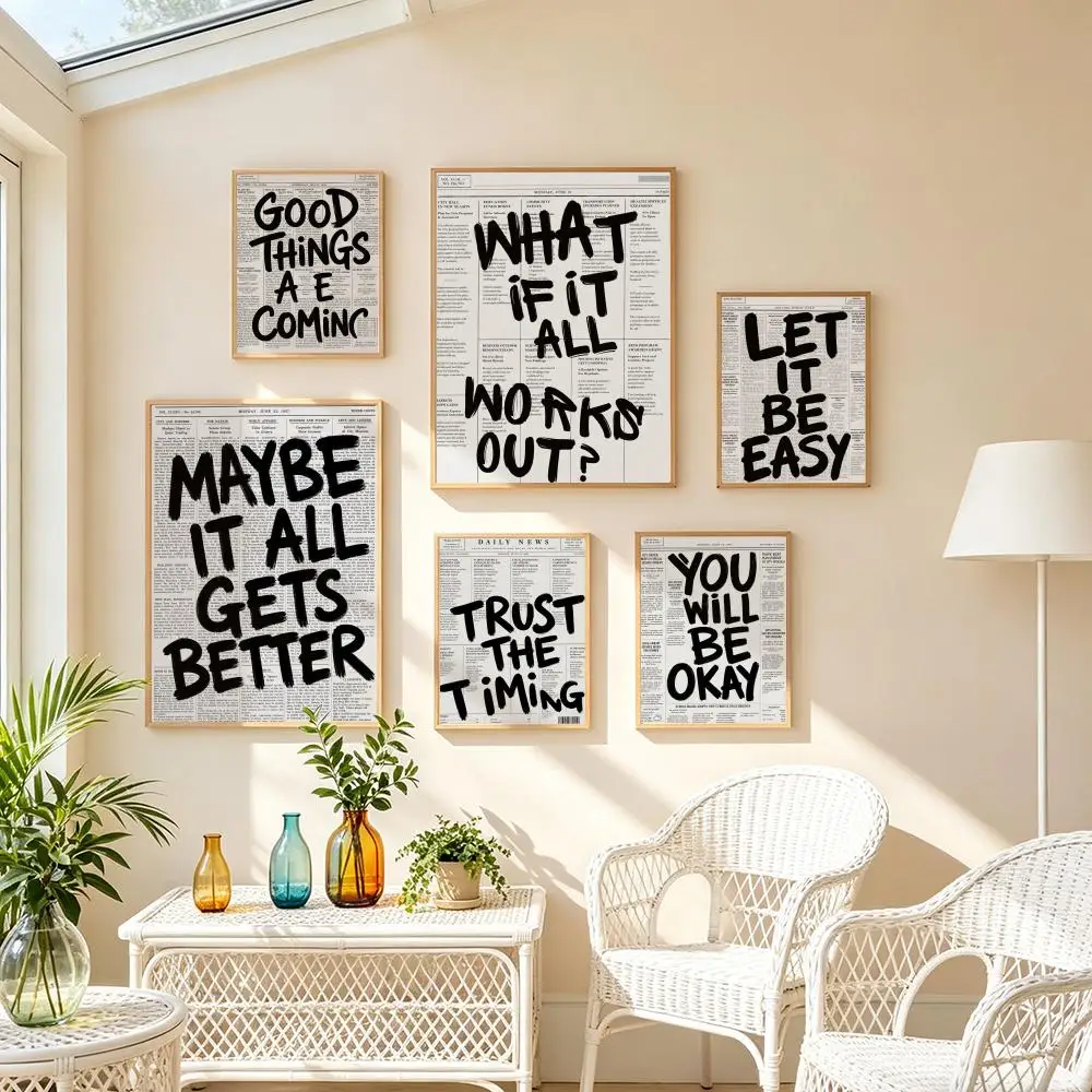 Affiche imprimée rétro avec citations inspirantes, autocollants muraux modernes et élégants pour la décoration intérieure, salon, dortoir, art mural