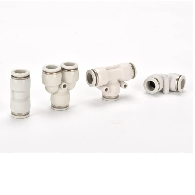 10pcs Pneumatic Quick Connect Fittings - Straight, Tee, Y-Type, 4/6/8/10/12/16mm PE/PU/PV/PY Air Hose & Cylinder Connectors