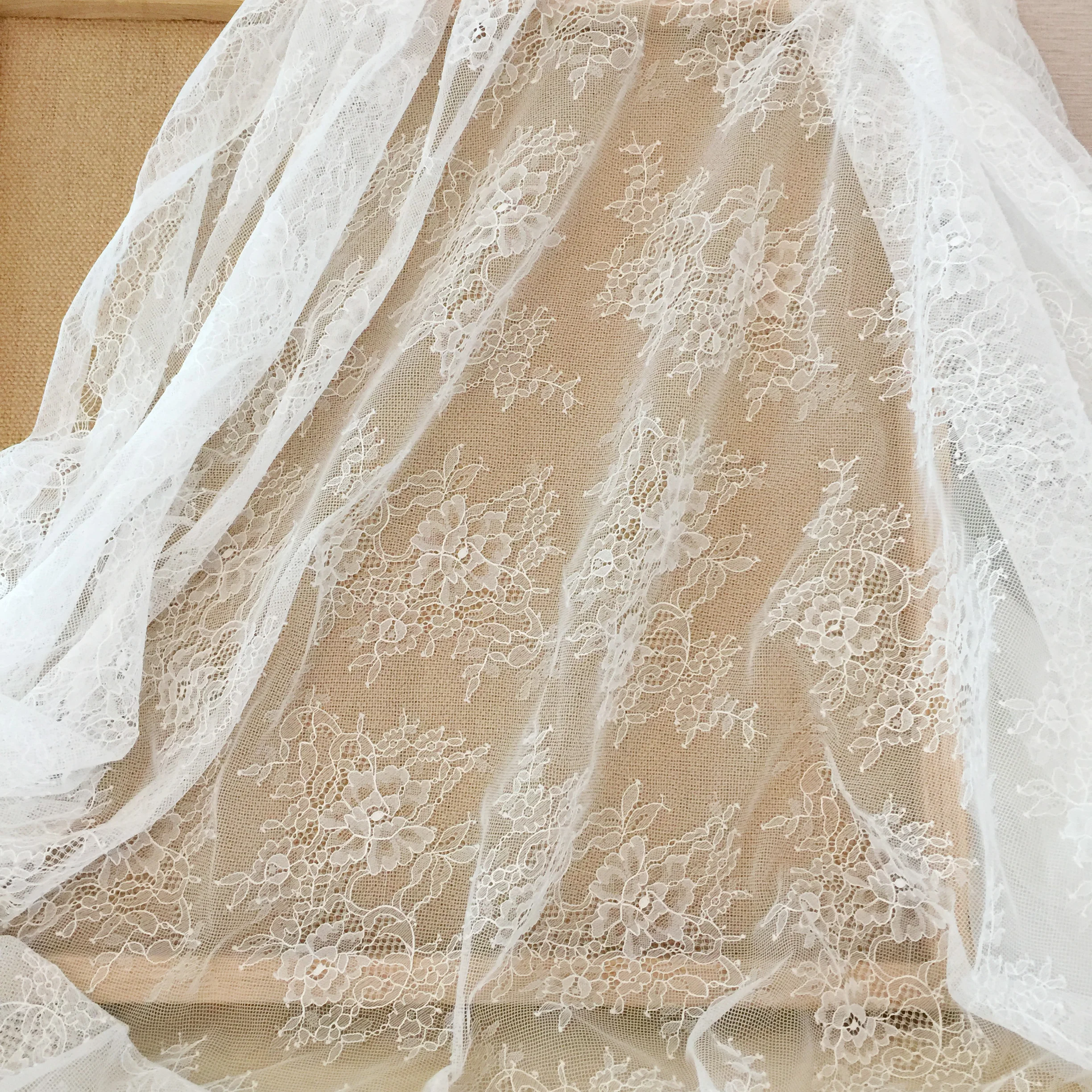 1yard price Chantilly Lace Traditional Wedding Lace Fabric White Ivory Hot Selling DIY Material Sewing