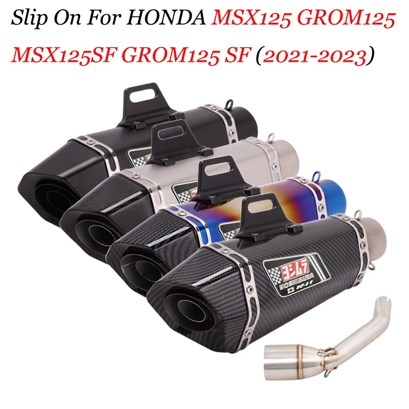 

Slip On For Honda GROM125 MSX125 SF GROM 125 2021-2023 Motorcycle Yoshimura Exhaust Muffler Mid Link Pipe Carbon Fiber DB Killer