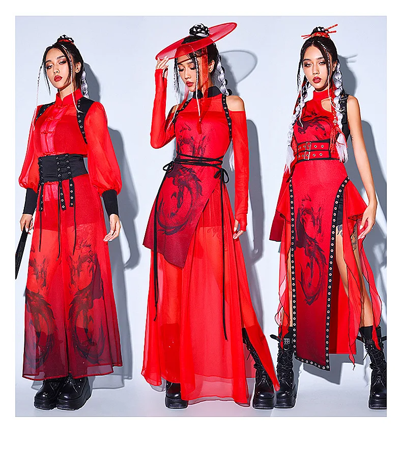 

Chinese Style Jazz Dance Clothes DJ Hip Hop Jazz Dance Costume Suit Women Girls Pole Dance Nightclub Female Singer Clothing