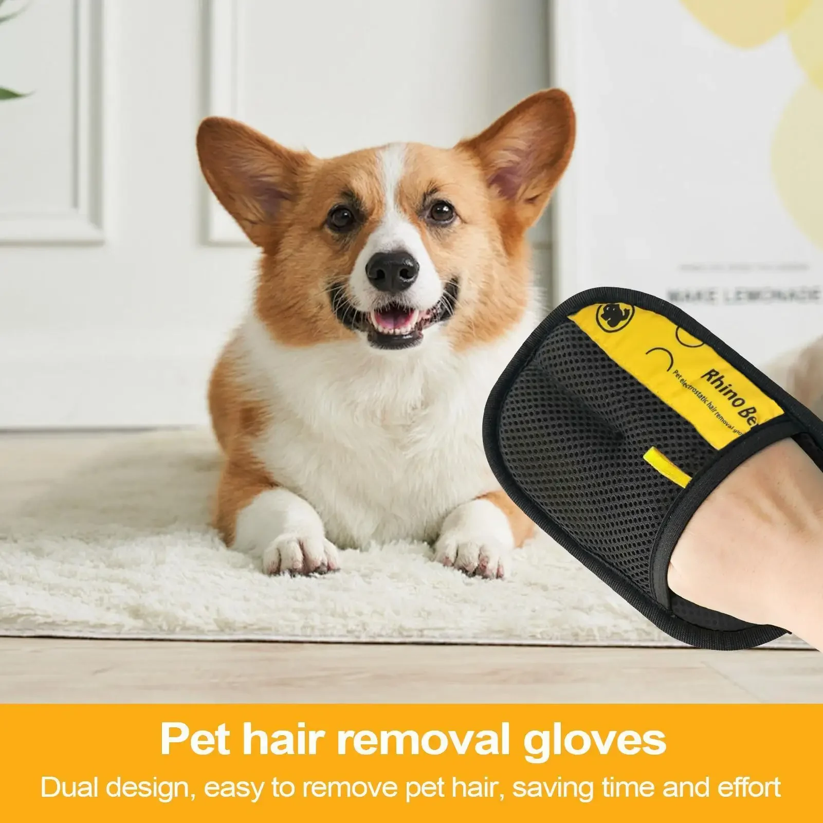 Katzen-Pflegehandschuhe, elektrostatische Tierhaar-Entfernungsbürste zur Reinigung von Sofa, Teppich und Kleidung, doppelseitiger Tierhaar-Entferner – Detail 5