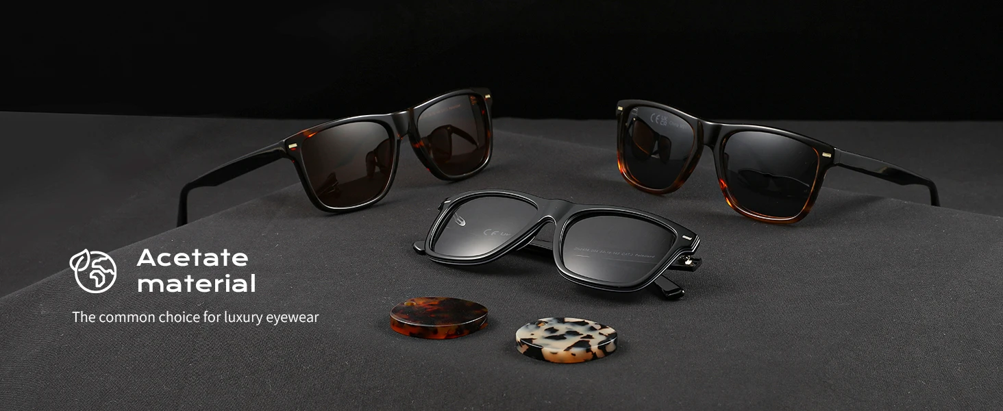 ZENOTTIC Fashion Square Polarisierte Sonnenbrille UV400-Schutz Acetat-Sonnenbrille Klassisches Design Schatten für Damen Herren – Detail 3