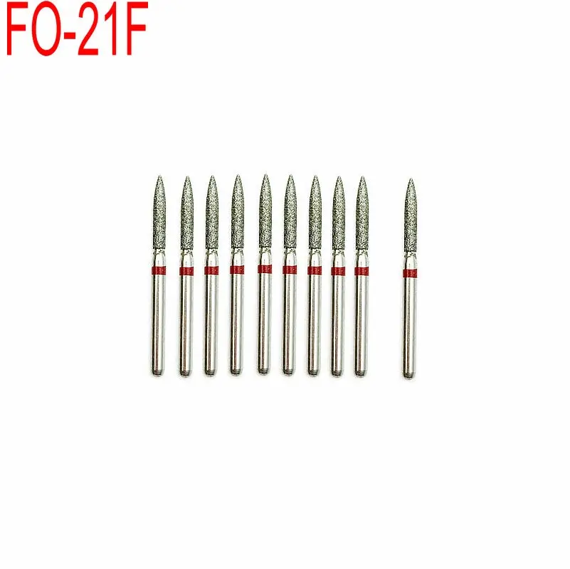 10pcs/box Dental Diamond Burs Drills High Speed Handpiece Polishing Whitening Product FG Bur Drill FO-21F