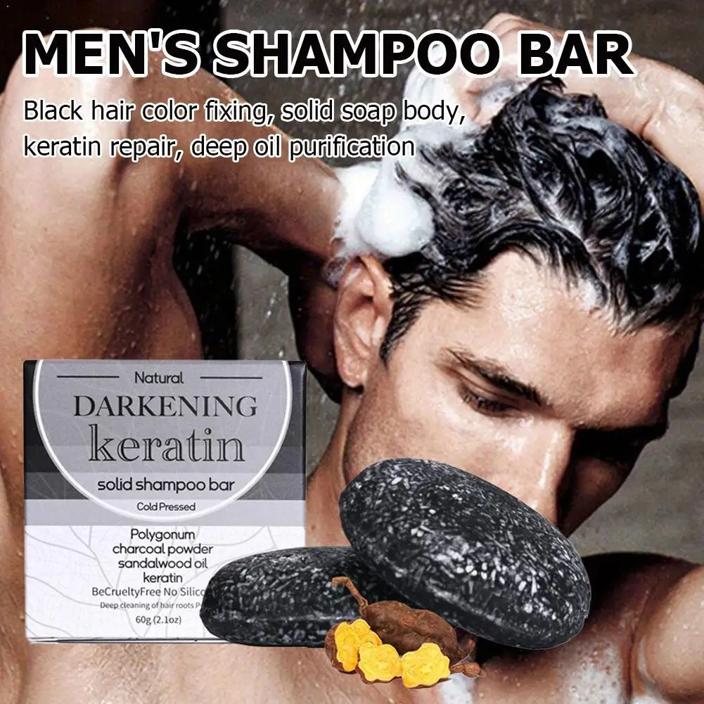 

Мужской твердый шампунь-мыло Black Soap: питает темные волосы, глубоко очищает, освежающий летний вариант