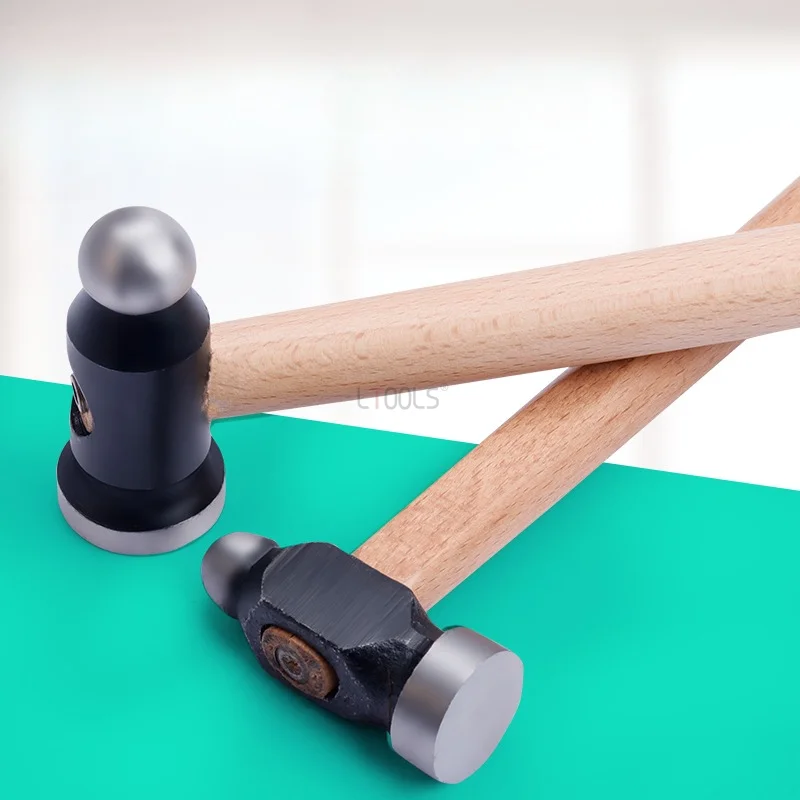 Double Faced Flat Round Head Hammer Wooden Handle Woodworking Mini Hammer Can Be Used for Jewelry Multiple Specifications