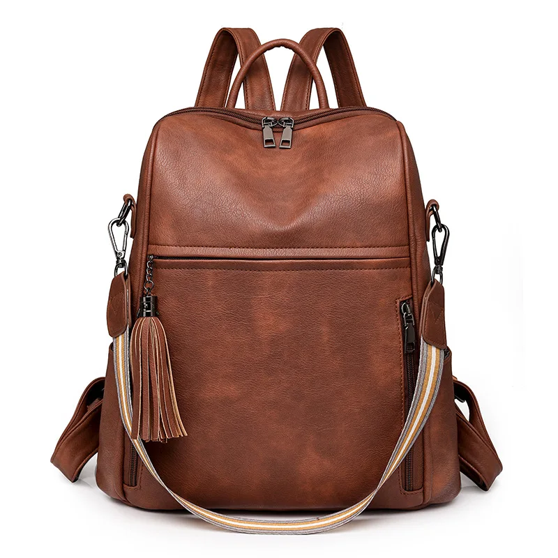 

Leather Backpack Purse For Women Designer Travel Backpack Purses PU Fashion Ladies Shoulder Bag With Tassel