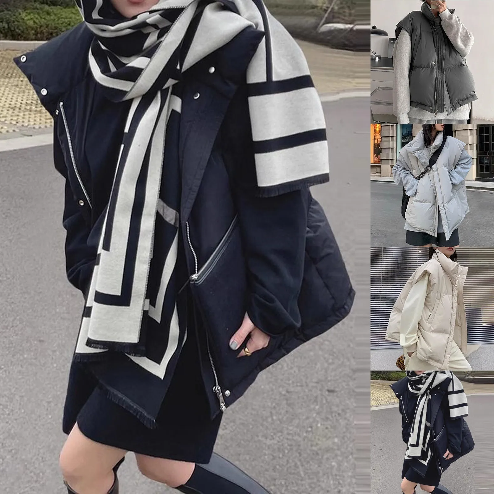 Oversize Women Vest Jacket 2024 Autumn Winter New Sleeveless Down Coat Fashion Loose Warm Outcoat Casual Female Clothes