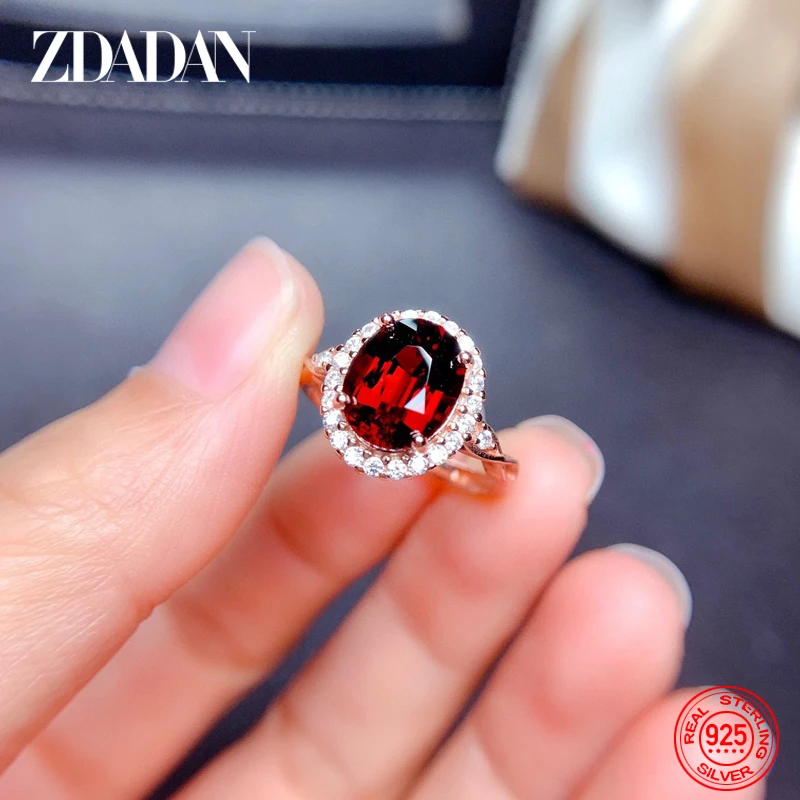 خاتم زدادان من الفضة الإسترلينية عيار 925 عيار 18 قيراط خاتم ذهبي أحمر للأحجار الكريمة للنساء من المجوهرات العصرية #3