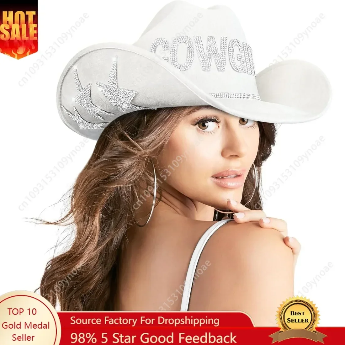 

Keilin Cowboy Hats for Women Rhinestone Cowgirl Hat Felt Western Hat Nashville Bachelorette Party Disco DIY Cowgirl Outfits