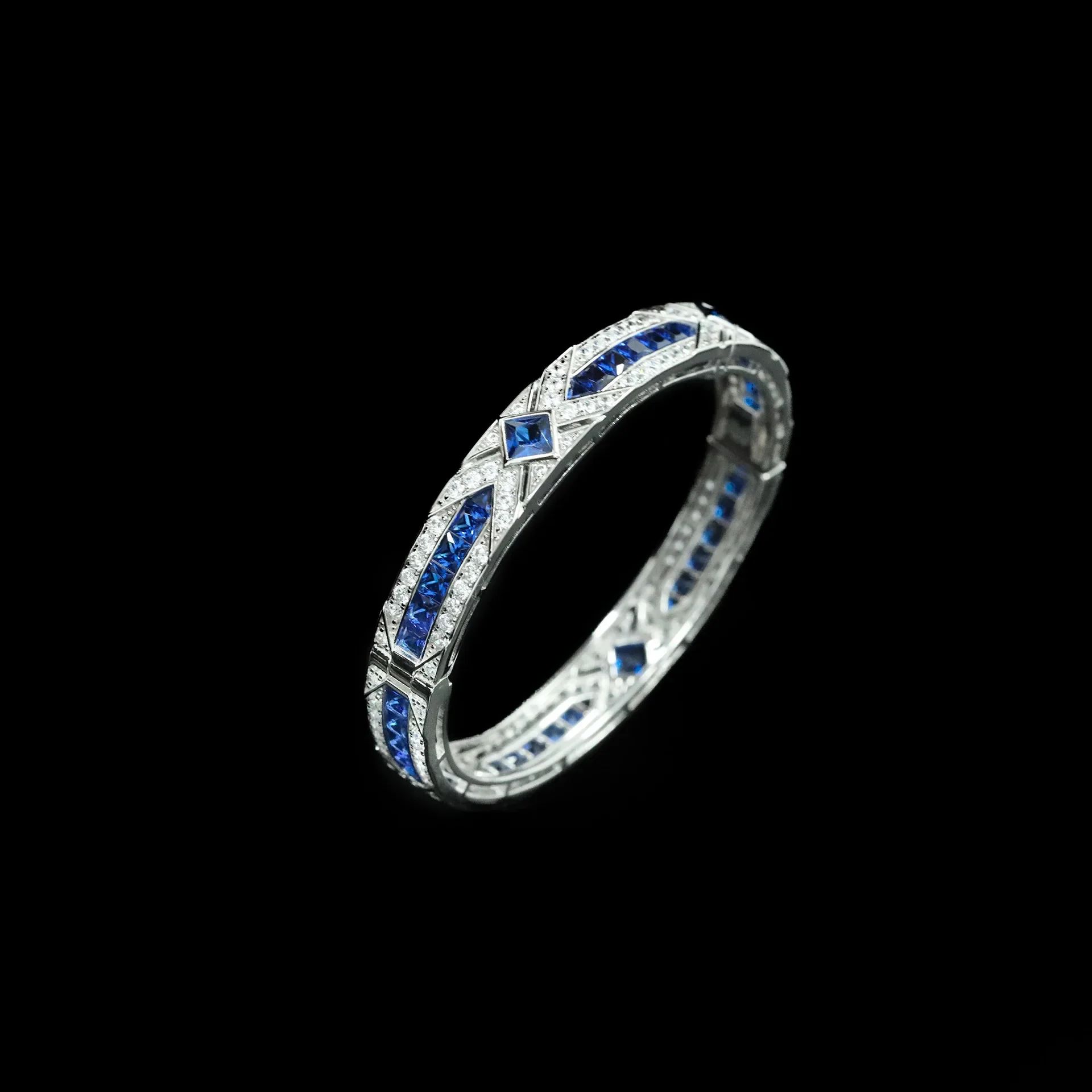 

2025 S925 Silver Bracelet High Carbon Diamond Royal Blue Decorative Art Retro Versatile Women's Bracelet Wedding Jewelry