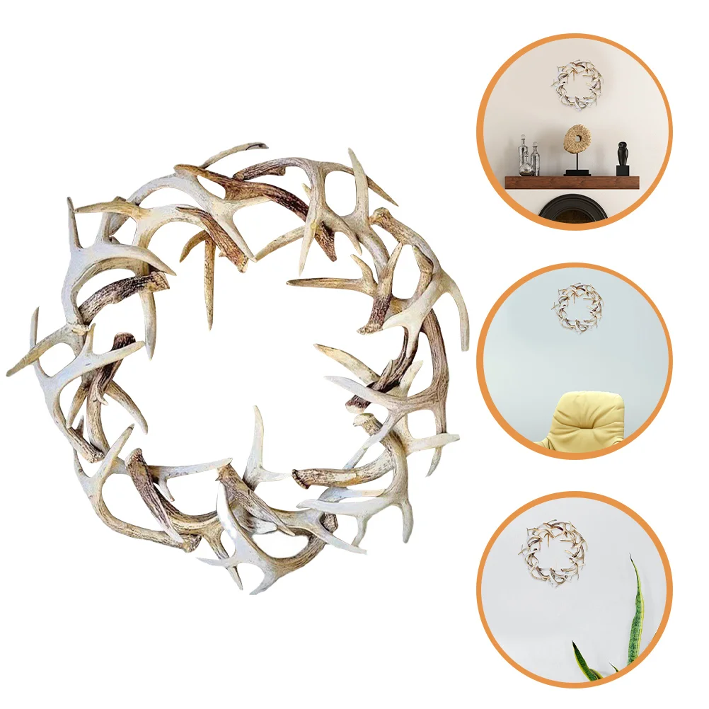 

Christmas Wall Sculpture Garland Xmas Antler Household Fake Antlers Resin Wreath