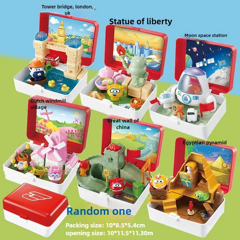 AULDEY スーパーウィングス ジェット アドベンチャー ブラインドボックス 世界のランドマークコレクション 自然風景シリーズ 知育玩具 コレクション おもちゃ