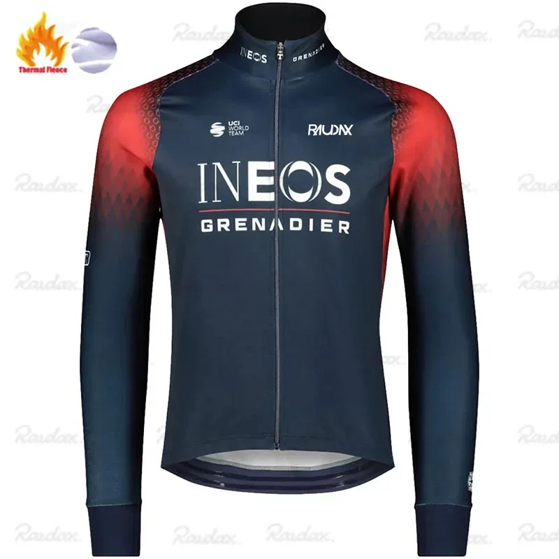 INEOS Grenadier Winter Cycling Jackets Long Sleeves Fleece Cycling Clothing MTB Cycling Bib Pants Set Warm Road Bike Sportswear