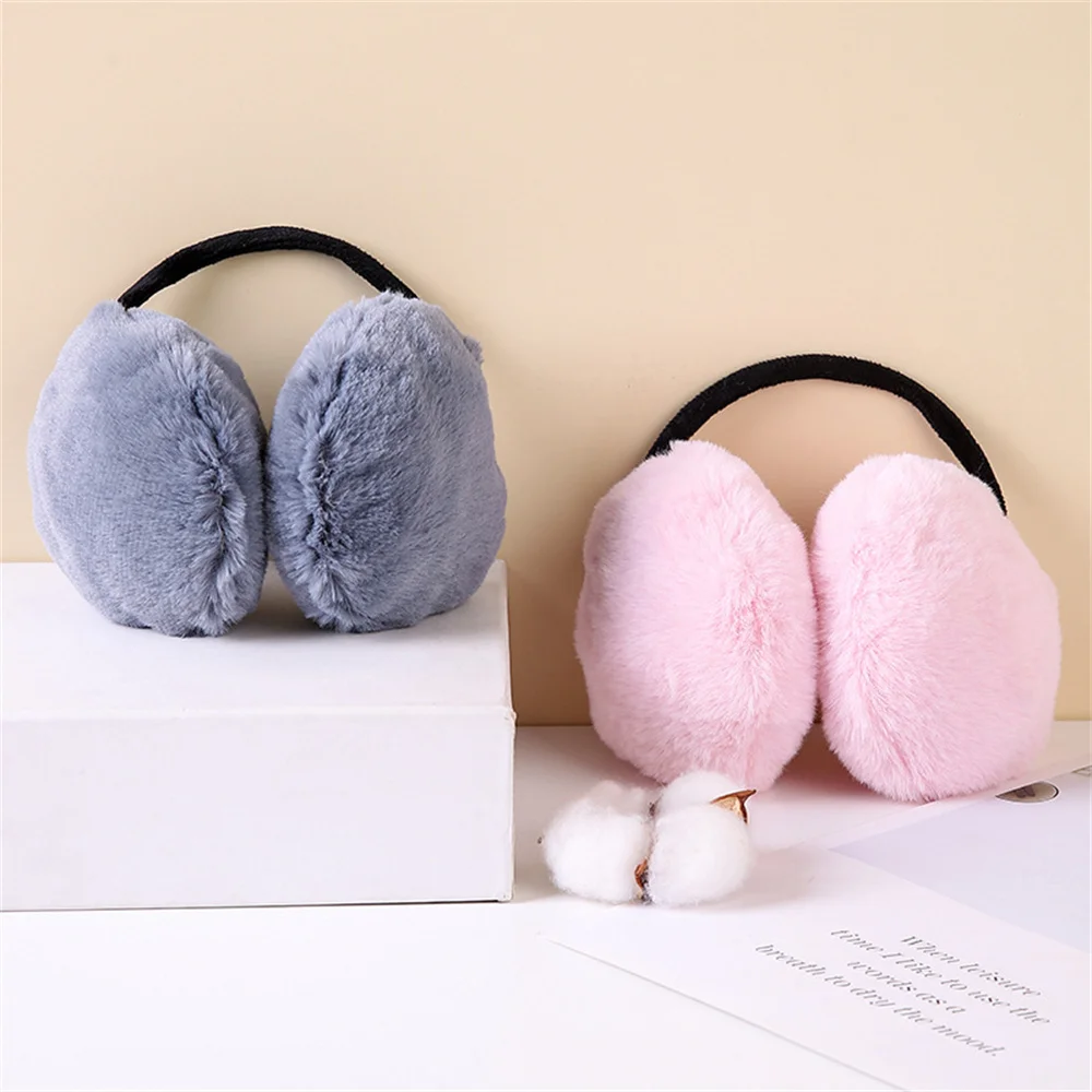 Fluffy Girls Winter Warm Earmuffs Fluffy Women Men Faux Fur Foldable Children Headphone Cashmere Soft Warmer Earlaps Ear Covers