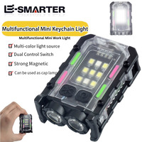 Protable Mini Keychain Flashlight Rechargeable Pocket Torch Light Outdoor EDC Mini Keychain Work Light with Cap Clip Tail Magnt