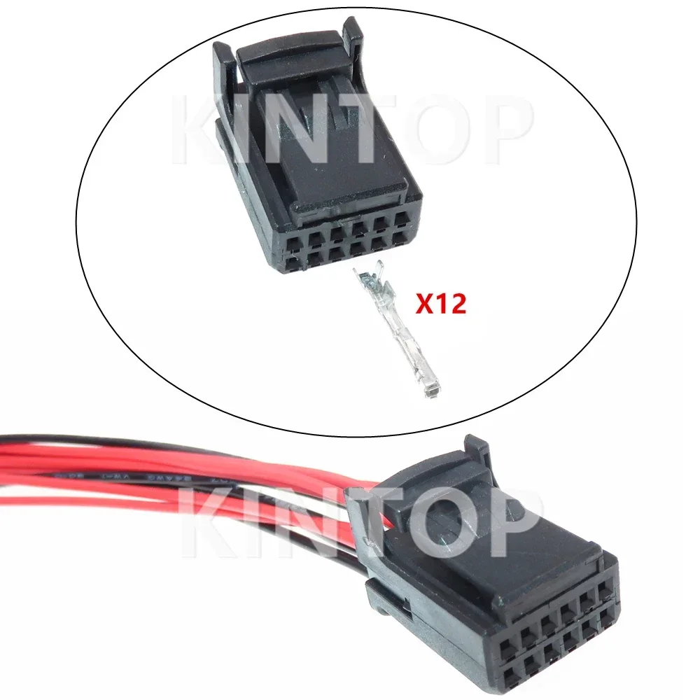 1 Set 12 Pins AC Assembly Automobile Plastic Housing Unsealed Connector With Wires 1318774-2 Car Low Power Wiring Harness Socket