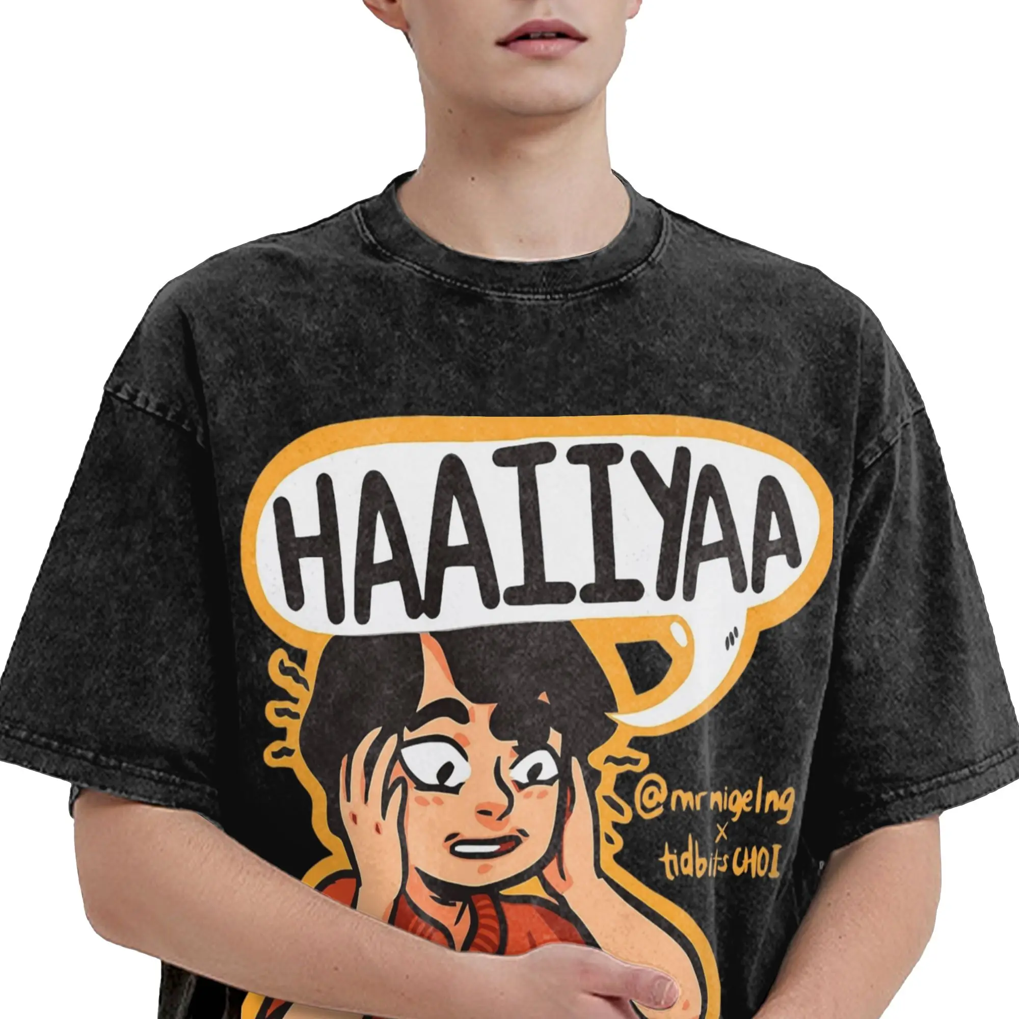 Uncle Roger Uncle Roger Haiiyaa  Merch Washed T Shirt Men Women Streetwear Hip Hop T-Shirts Summer  Tee Shirt Short Sleeve