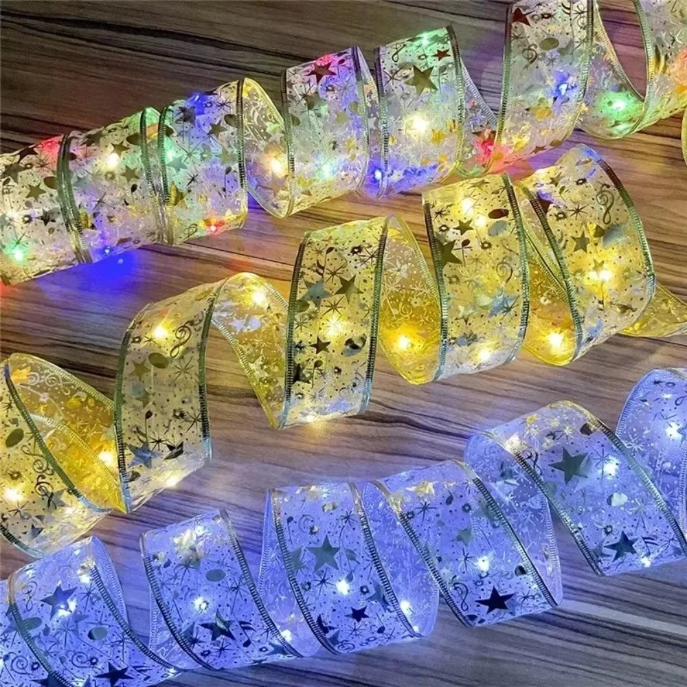 Ribbon Style Xmas Tree Lights 10m Length Warm White Christmas Tree Ribbon USB/Battery Powered Fairy Lights String Holiday Decor