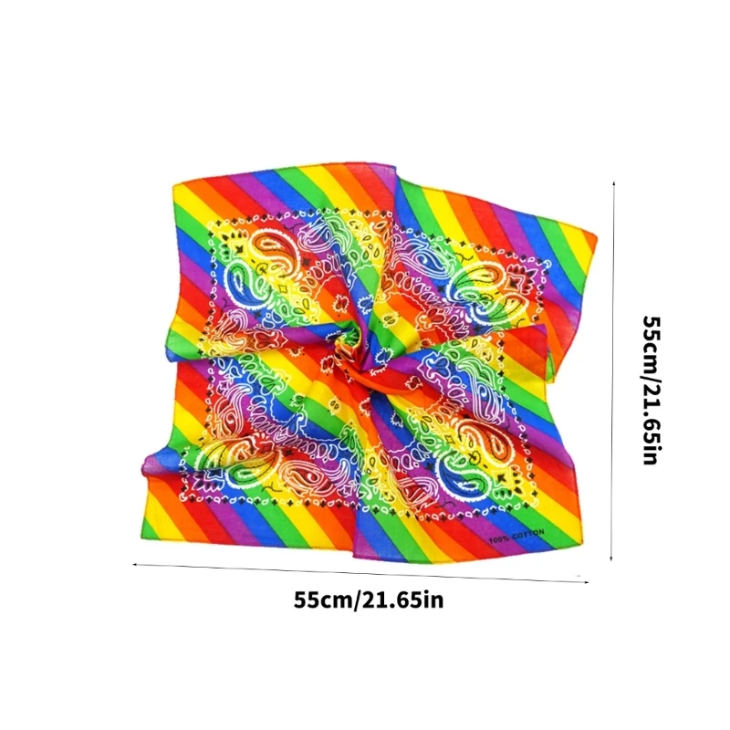 652F унисекс, хлопковая бандана в стиле хип-хоп, головной убор в радужную полоску, повязка для волос с узором пейсли для головы,