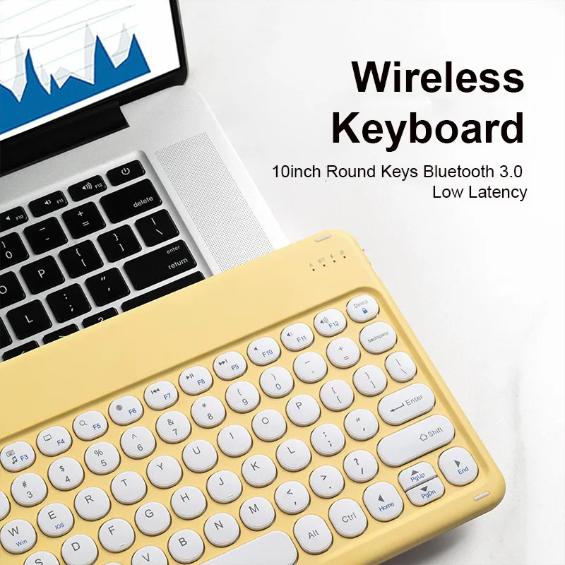 

Круглая кнопка отключения звука, беспроводная клавиатура Bluetooth 3.0 Type-C, перезаряжаемая эргономичная двухканальная тонкая клавиатура для планшета Android ios