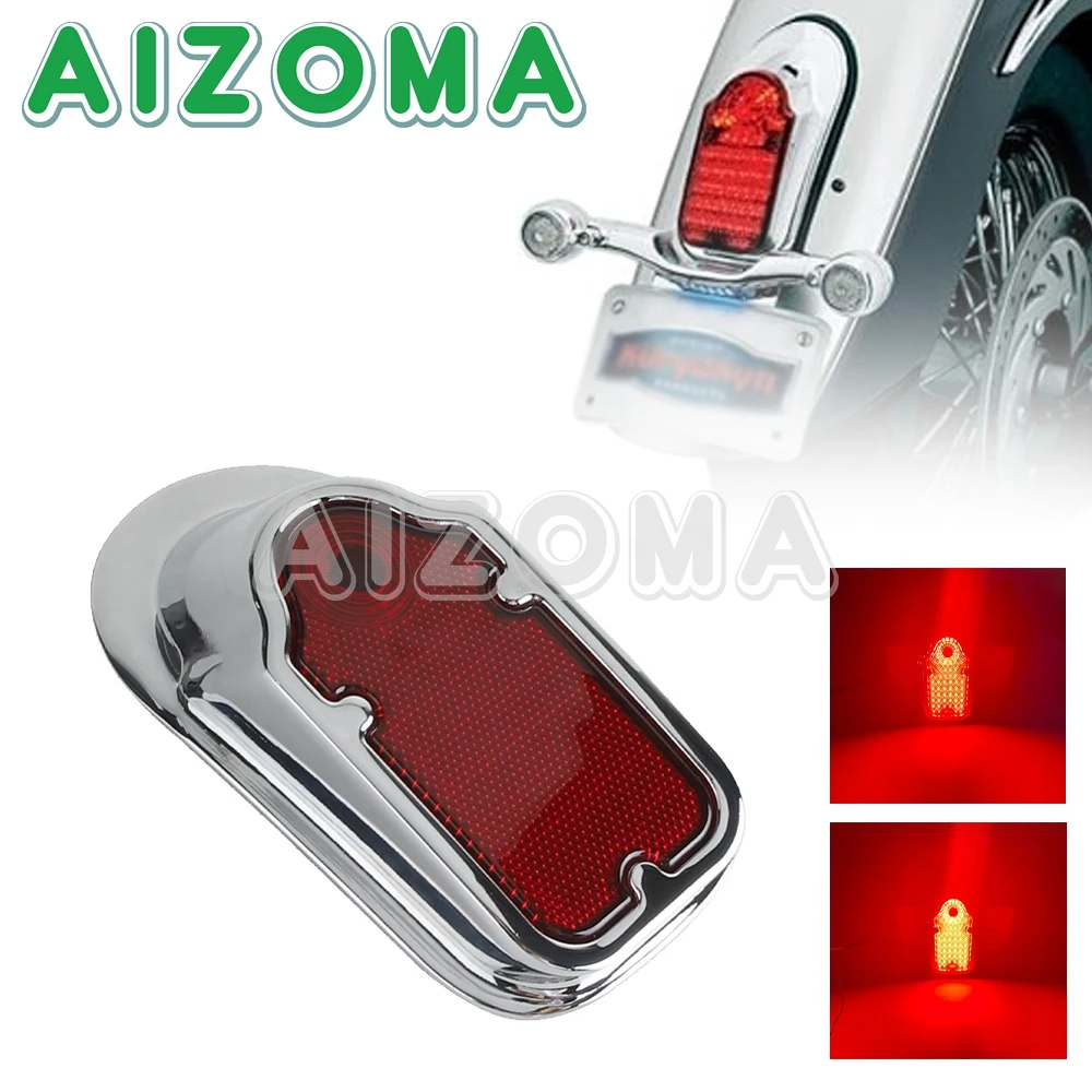 

Motorcycle Tombstone Brake Tail Light Signal Chrome Red Taillight For Harley Dyna Sportster Touring Chopper Bobber Cafe Racer