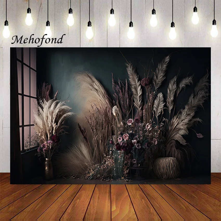 Mehofond Photography Background Boho Flower Indoor Girl Birthday Wedding Pregnant Women Art Portrait Decor Photo Backdrop Studio