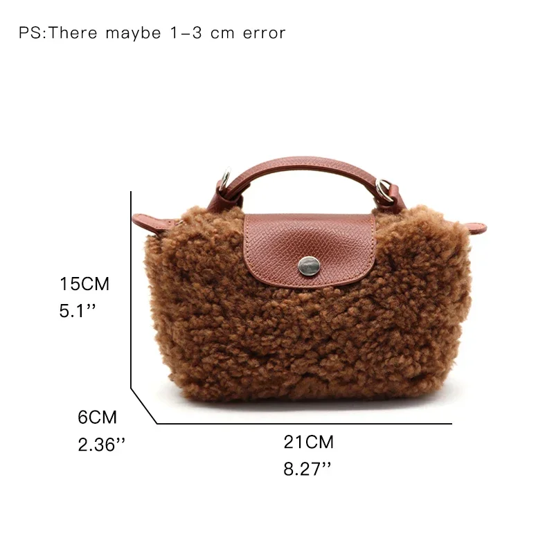 Mini Genuine Lamb Fur Woman's Phone Purse Fluffy Cute Female Handbag Stylish Luxury Design Ladies Crossbody Clutch Bag