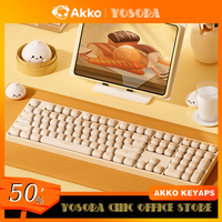 Akko Keycap MOG Sublimation Keycaps 144keys Cute Circular Xiaolongbao Key Cap Customized for Office Gamer Accessories Girl Gifts