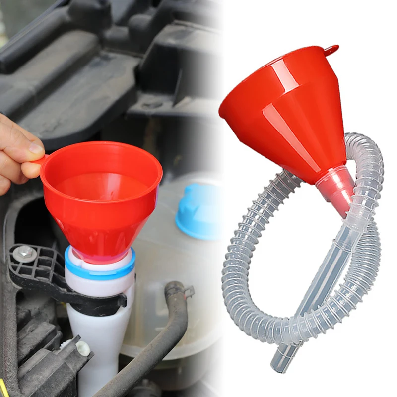 Car Refueling Funnel Telescopic Extension Long Pipe Engine Gasoline Motorcycle Oil Filling Funnels Detachable Hose Funnels Tools