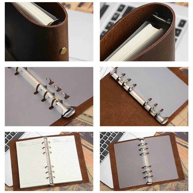 A5 A6 A7 Leather Retro Loose-leaf Notebook Diary Office Business Manual Notepad Cowhide Travel Notebook