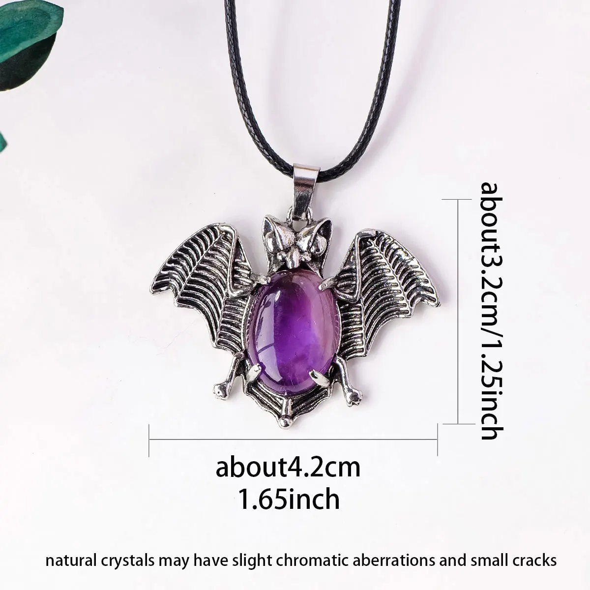 1PC Natural Amethyst Bat Shape Pendant Energy Necklace jewelry Reiki Beloved Female Mom Mother's Day