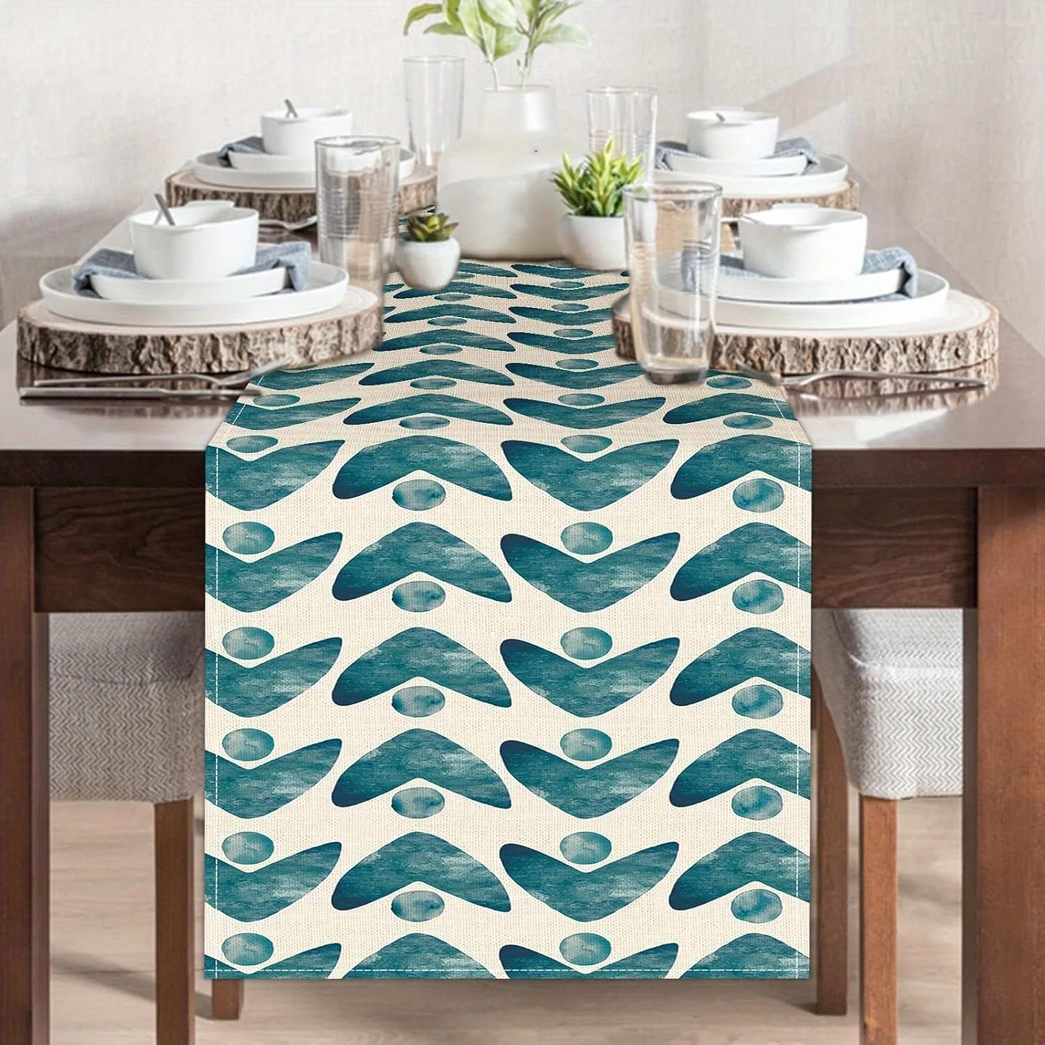 1 Piece of Modern Green Arrow Polka Dot Table Runner, Suitable for Farmhouse, Indoor, Kitchen, Celebrations, Table Decoration, Restaurant and Banquet Decoration Supplies