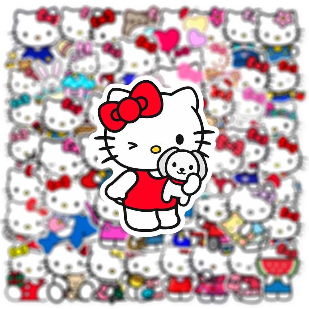 Bonito Olá Kitty Sanrio Anime Adesivos para Crianças, Decalques dos desenhos animados, Brinquedo, Telefone, Notebook, Mala, Kawaii Graffiti Adesivo Decoração, 10 Pcs, 30 Pcs, 50Pcs