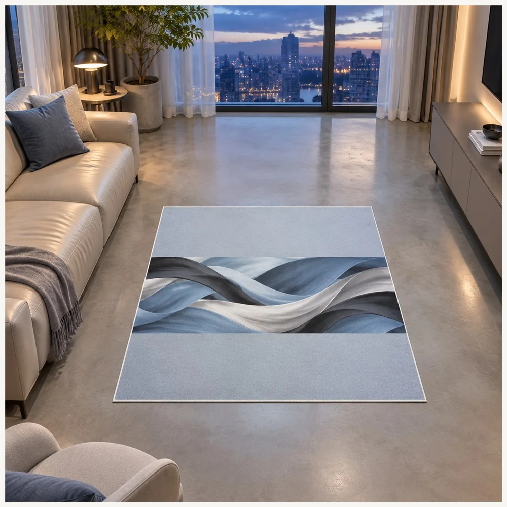 VIKAMA Abstract Silk Ribbon Flow Door Mat, Non Slip Foldable Flannel Rug, Statement Floor Mat for Cloakroom, Hallway, Front Door