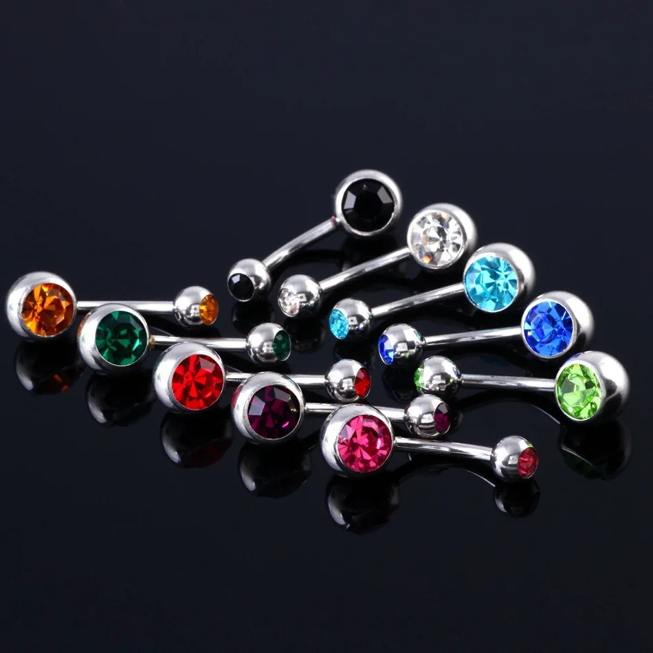 2/5/10PCS Crystal Belly Button Piercing Set Stainless Steel Zircon Belly Piercing Bulk Cz Navel Barbell Pack Piercing Ombligo